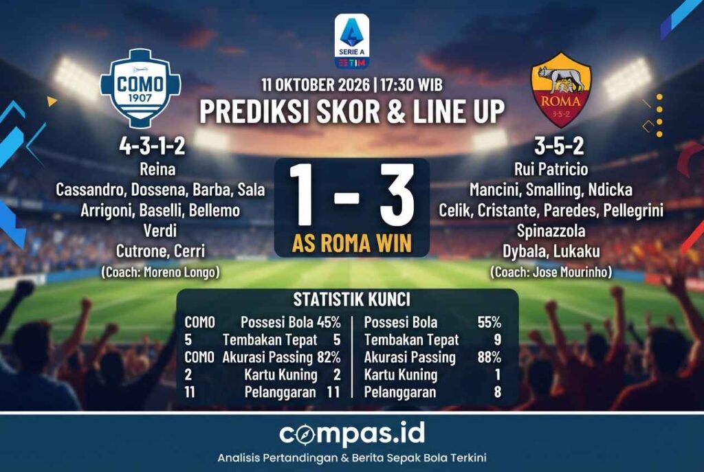 Como vs AS Roma: Prediksi Skor dan Line Up Terbaru 2026