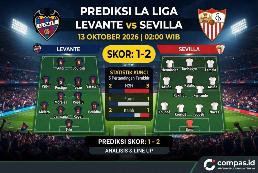 Levante vs Sevilla 2026: Prediksi Skor dan Line Up Terbaru