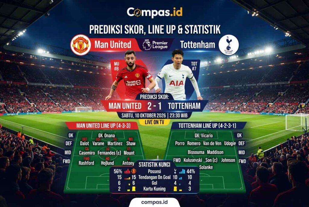 Man United vs Tottenham 10 Oktober: H2H dan Prediksi Skor