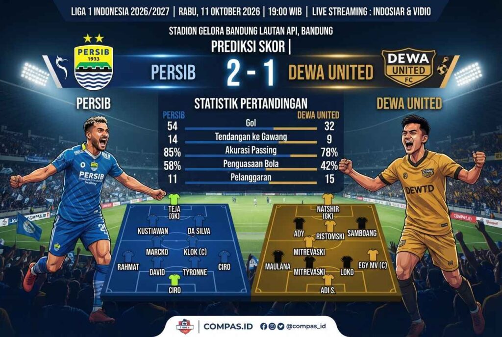 Persib vs Dewa United 2026: Duel Sengit, Simak Prediksi Skor