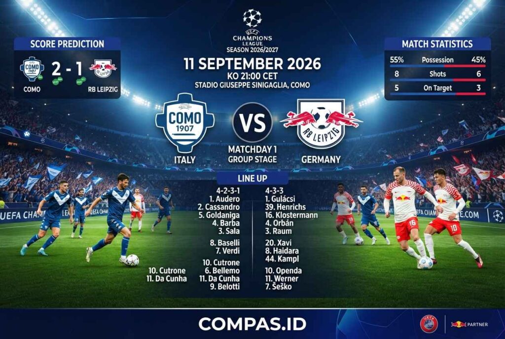 Prediksi Como vs RB Leipzig, Debutan Como Siap Bikin Kejutan Besar?