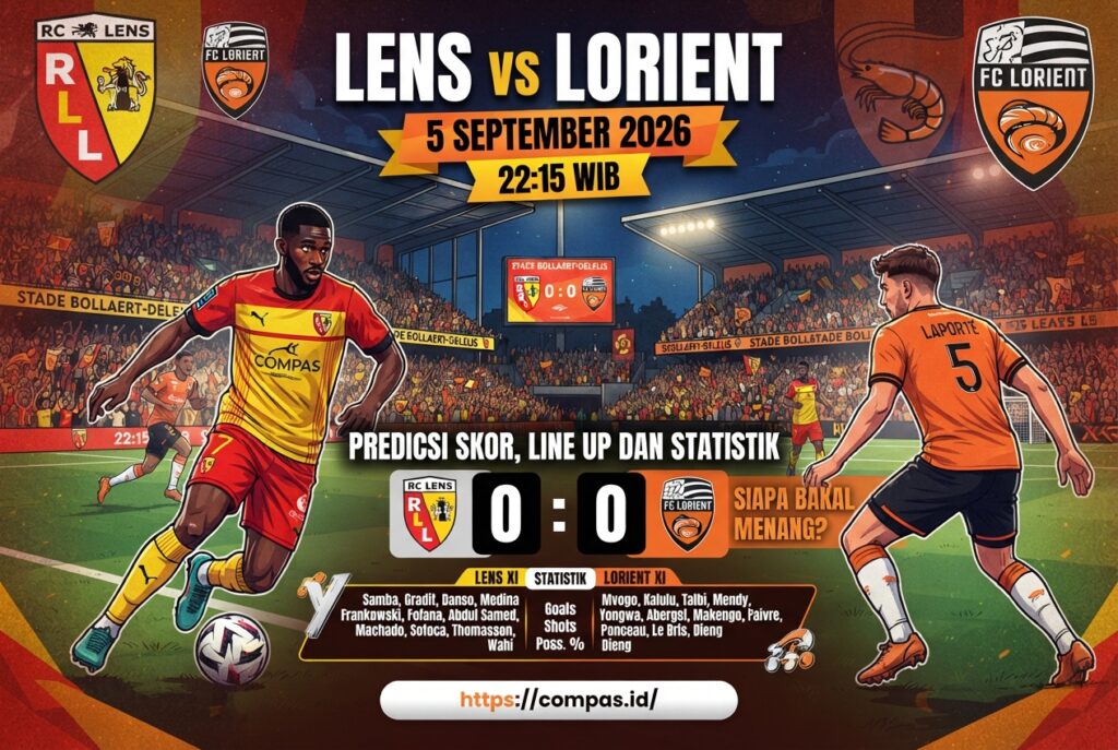Prediksi Lens vs Lorient 5 September 2026, Siapa Bakal Menang?