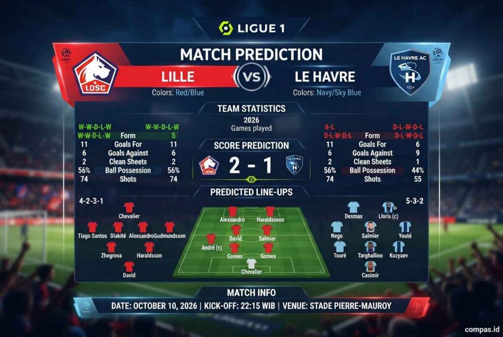 Prediksi Lille vs Le Havre, Tuan Rumah Amankan Tiga Poin?