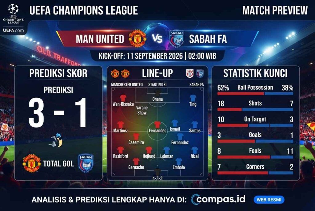Prediksi Skor Man United vs Sabah FA, MU Berpeluang Menang Telak?