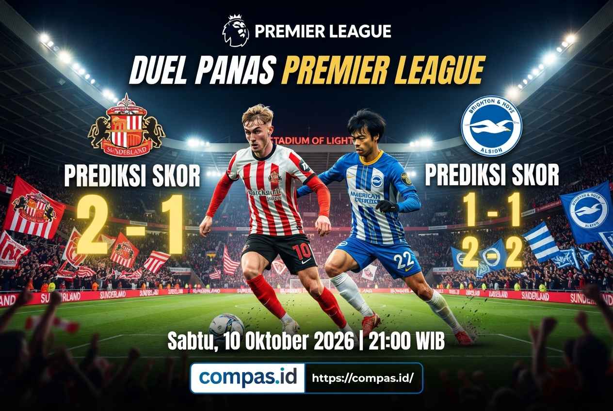 Prediksi Skor Sunderland vs Brighton, Duel Panas Premier League
