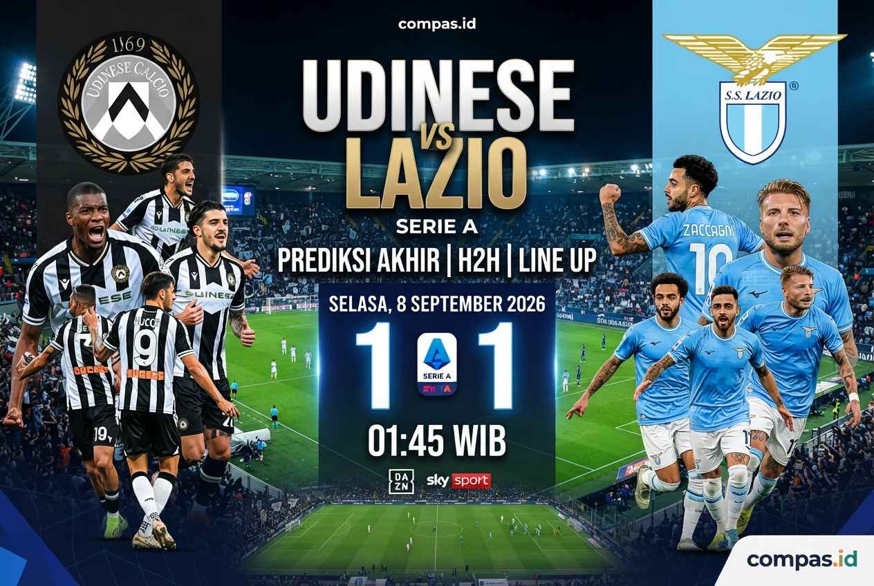 Udinese vs Lazio: Prediksi Akhir, H2H, Line Up dan Skor 1-1