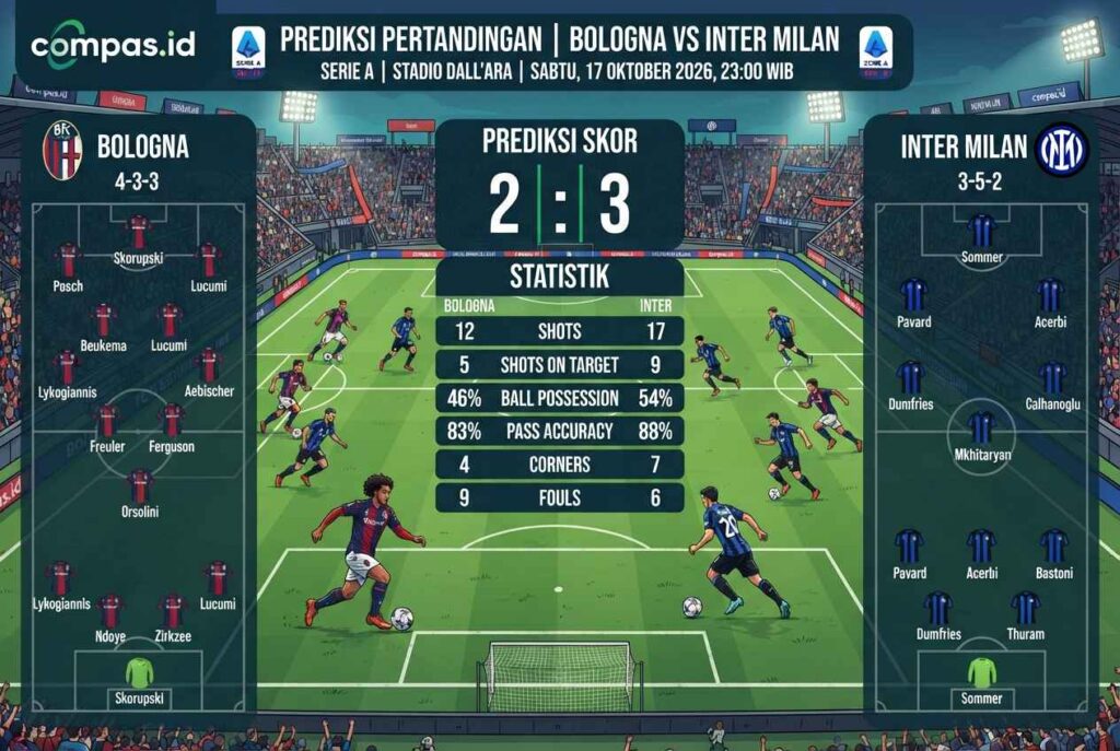 Bologna vs Inter Milan 2026: Prediksi Skor, H2H & Line Up Lengkap