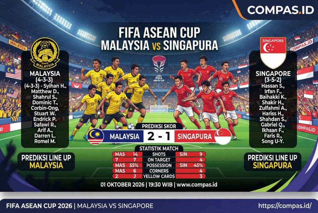 Malaysia vs Singapura: Prediksi Skor, Line Up dan H2H Terbaru