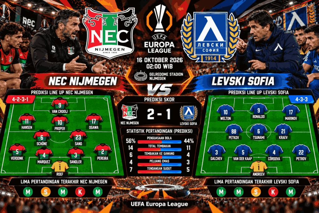 NEC Nijmegen vs Levski Sofia: Duel Sengit Cari Poin Perdana