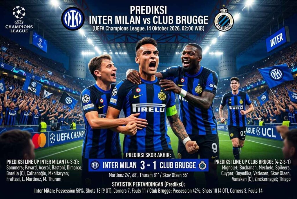Prediksi Inter Milan vs Club Brugge, Duel Sengit Eropa