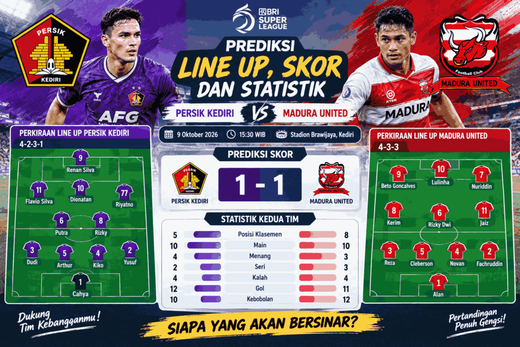 Prediksi Persik Kediri vs Madura United: Macan Putih Siap Tancap Gas