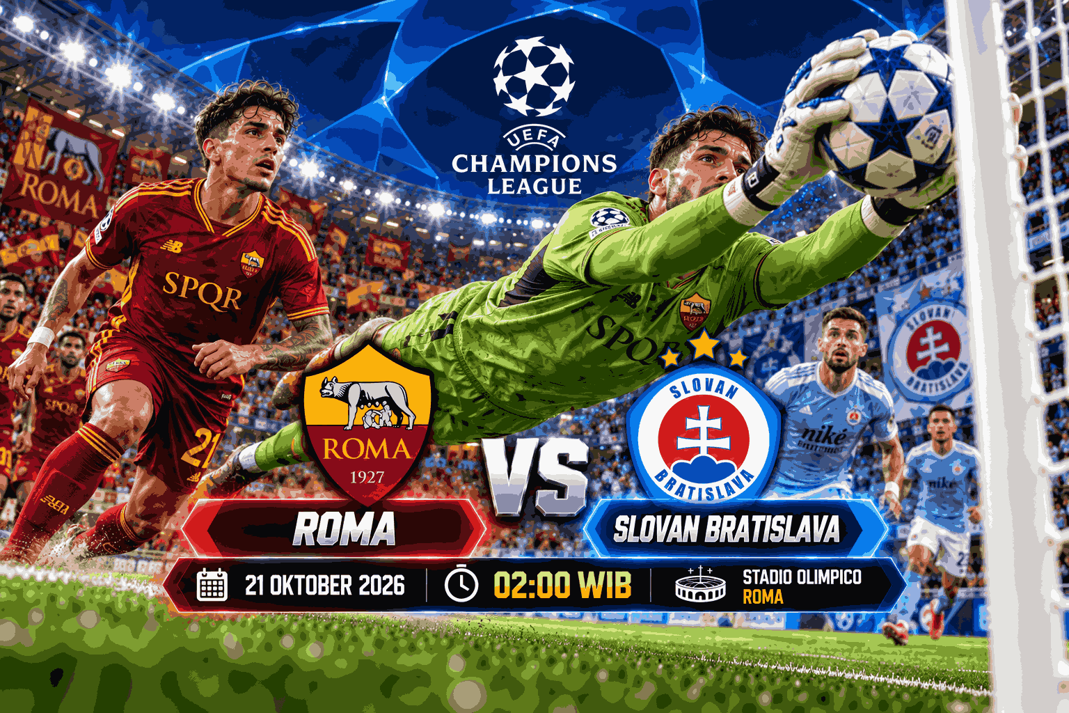 Prediksi Roma vs Slovan Bratislava Liga Champions 2026