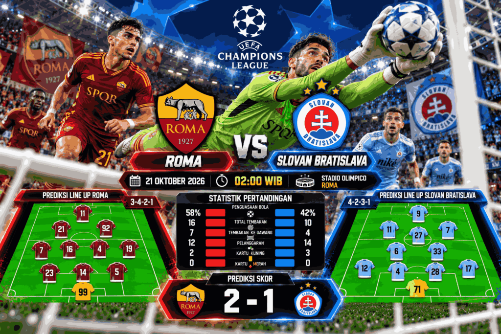 Prediksi Roma vs Slovan Bratislava Liga Champions 2026